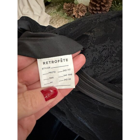 retrofete Leni Velvet Corset Wide Leg Jumpsuit Black Womens Size Small - Picture 12 of 14